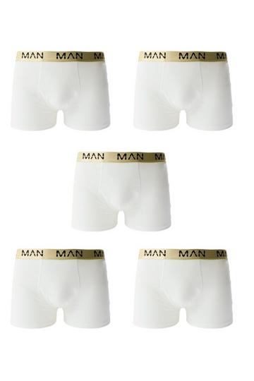 White 5 Pack Gold Man Dash Boxers In White