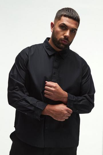 Black Plus Oversized Fit Oxford Shirt In Black