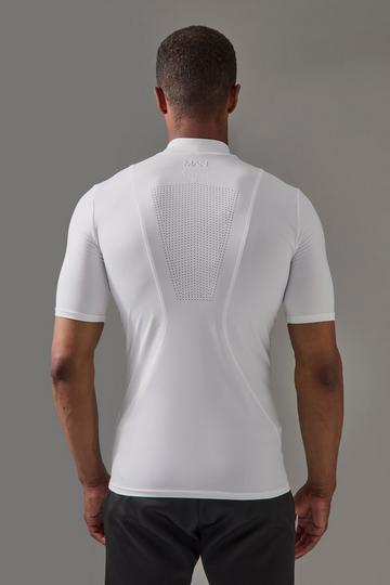 White Man Active Pro Short Sleeve High Neck Perforated Base Layer