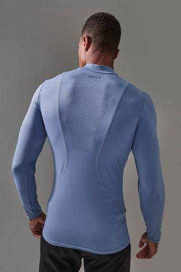 Man Active Pro Long Sleeve High Neck Perforated Base Layer blue