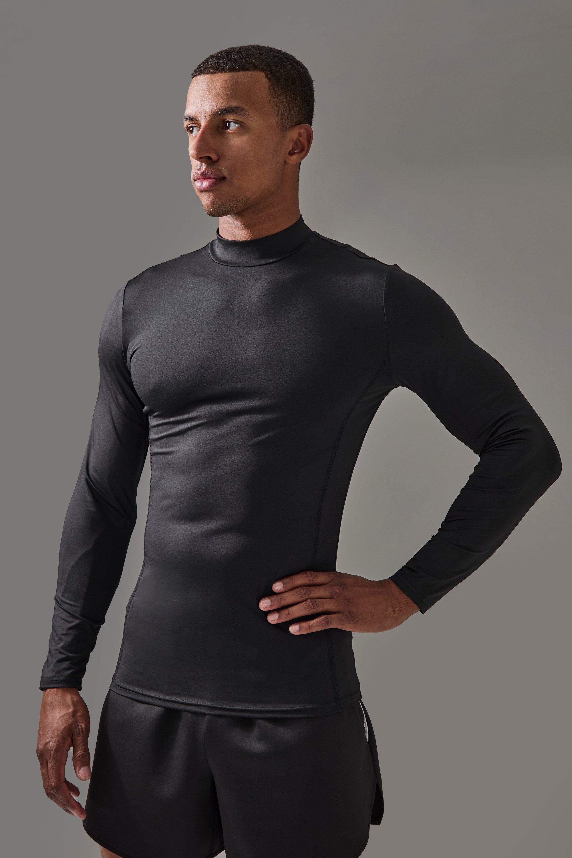 Maglia intima a collo alto Man Active traforata a maniche lunghe boohoo IT