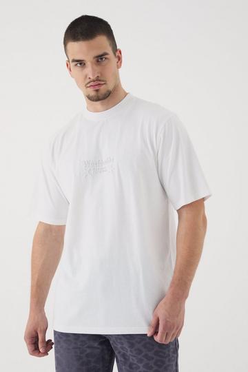 White Tall Worldwide Debossed T-shirt In White