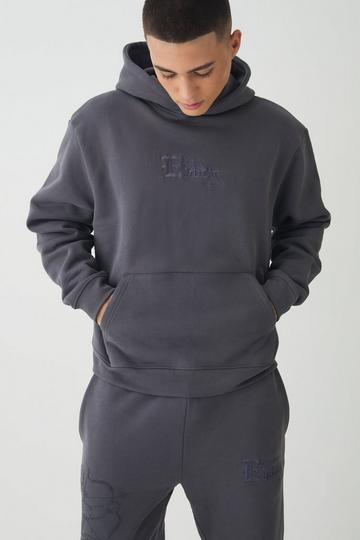 Nette Oversized Geborduurde Boxy Hoodie charcoal