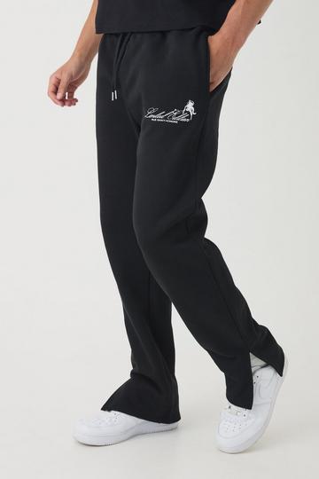 Smart Split Hem Super Heavyweight Puff Print Joggers black