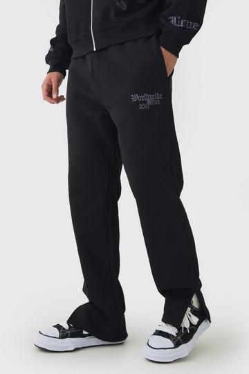 Smart Split Hem Embroidered Super Heavyweight Loopback Joggers black