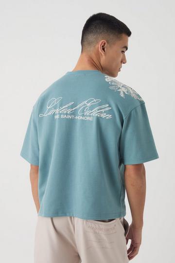 Smart Oversized Boxy Super Heavyweight Puff Print Interlock T-shirt teal