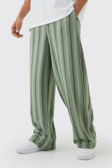 Elasticated Waist Baggy Boucle Trousers green