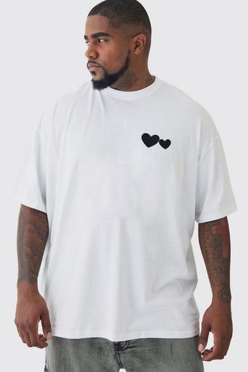 Plus Oversized Plus Black Heart Embroidered T-shirt In White white