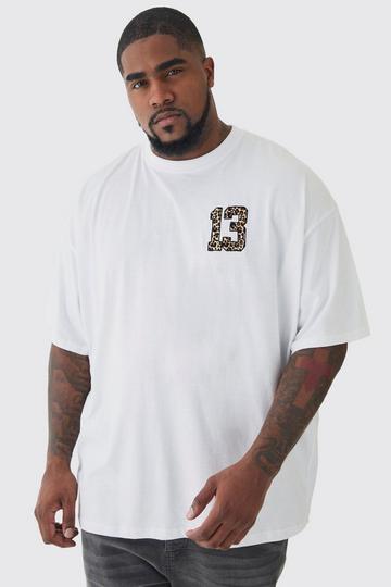 Plus Oversized Plus 13 Leopard Embroidered T-shirt In White white