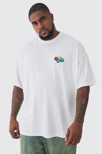 Plus Oversized Plus OFCL 8 Ball Embroidered T-shirt In White white