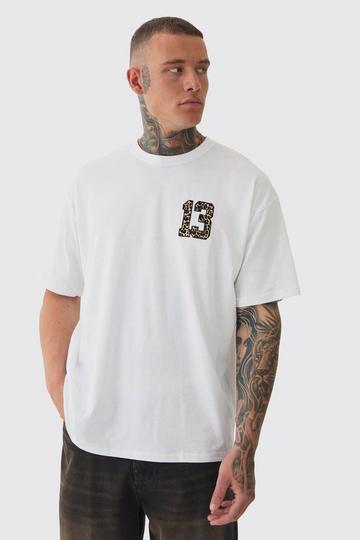 Tall 13 Leopard Embroidered T-shirt In White white