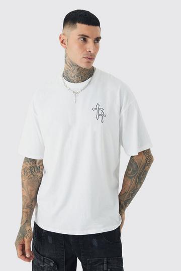 Tall Cross Embroidered T-shirt In White white