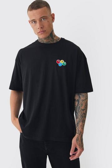 Tall Oversized Tall OFCL 8 Ball Embroidered T-shirt In Black black