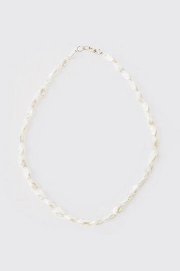 Crushed Pearl Effect Necklace silver