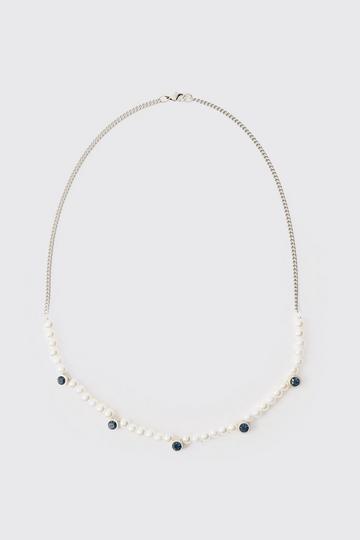 Pearl And Gem Necklace white