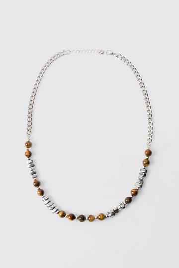 Beaded Metal Chain Necklace silver