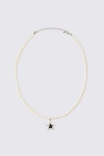 Star Pendant Pearl Necklace silver