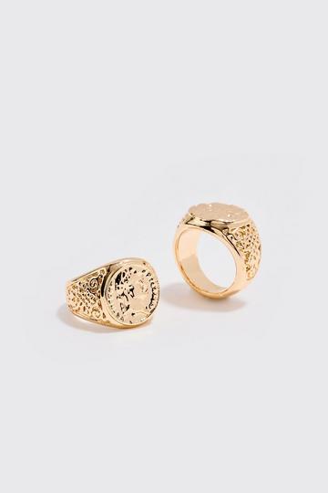 2 Pack Signet Rings In Gold gold