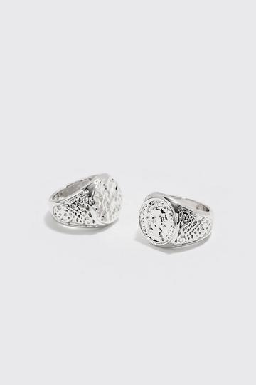 2 Pack Signet Rings In Silver silver