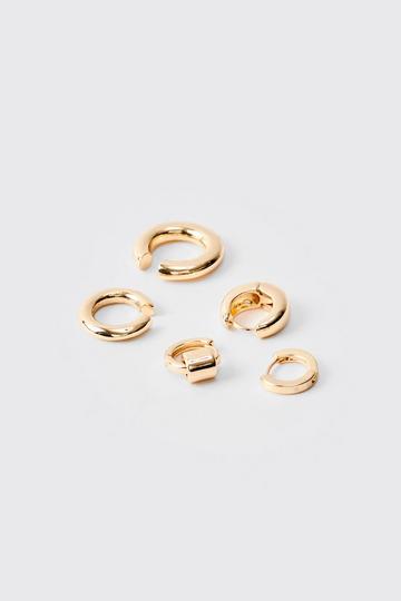 5 Pack Gold Hoop Earrings In Gold gold