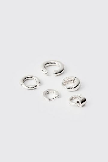 5 Pack Gold Hoop Earrings In Silver silver