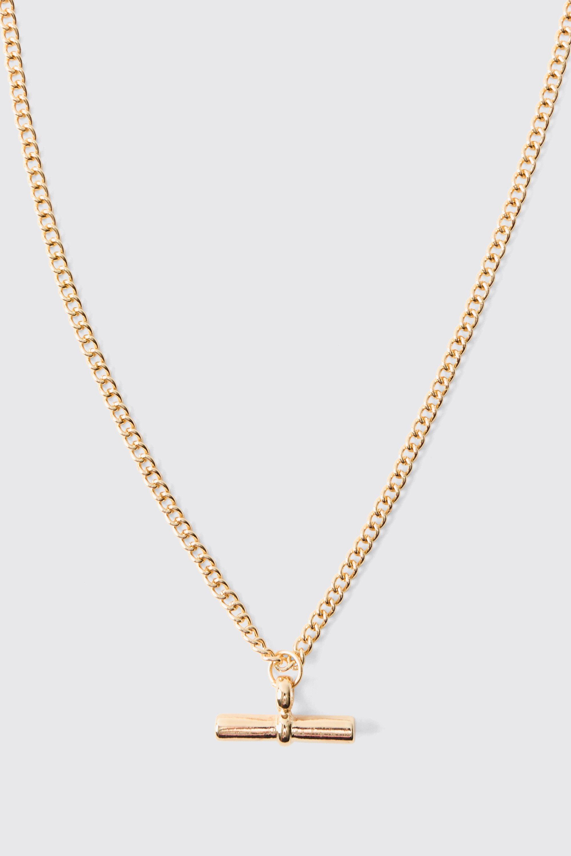 T Bar Pendant Necklace In Gold
