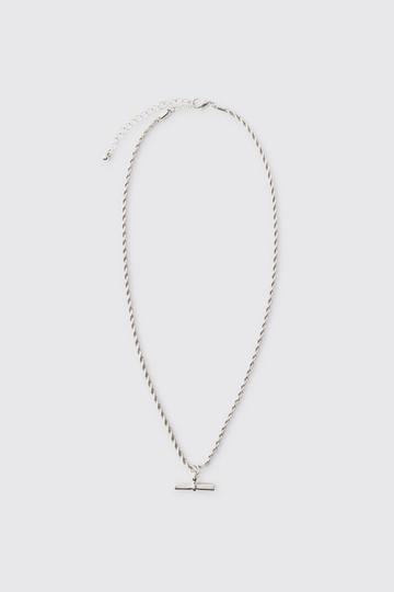 Silver T Bar Pendant Necklace In Silver