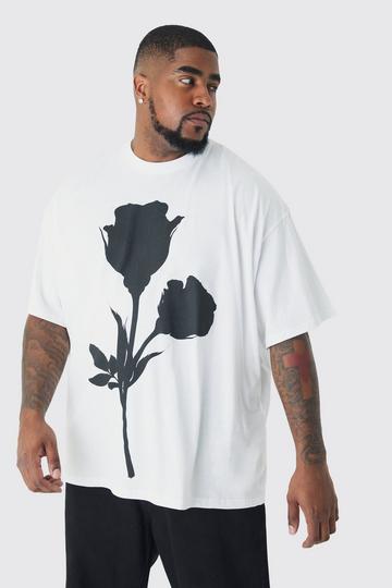 Plus Mono Placement Floral Graphic T-Shirt In White white