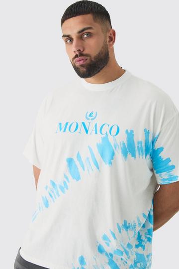 Plus Tie Dye Monaco T-Shirt In Wit white