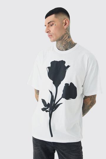 Tall Zwart Wit Bloemen T-Shirt Met Print white