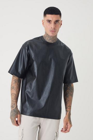 Black Tall Oversized PU T-shirt