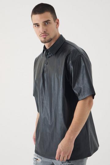 Black Tall Oversized Rugby Polo Shirt