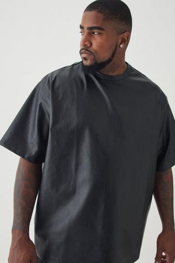 Plus Oversized PU T-shirt black