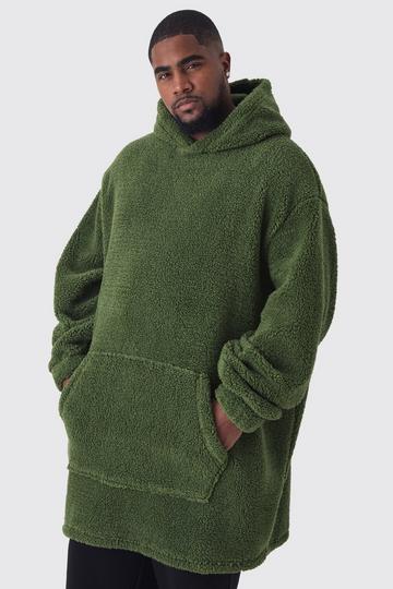 Plus Extreem Oversized Nepwollen Lounge Hoodie In Forest forest