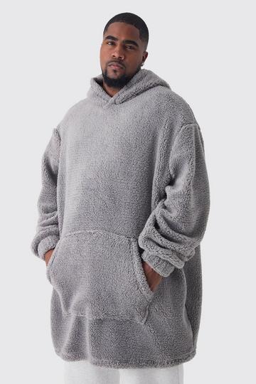 Plus Grijze Extreem Oversized Nepwollen Lounge Hoodie grey