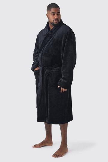 Plus Fluffy Dressing Gown In Grey black