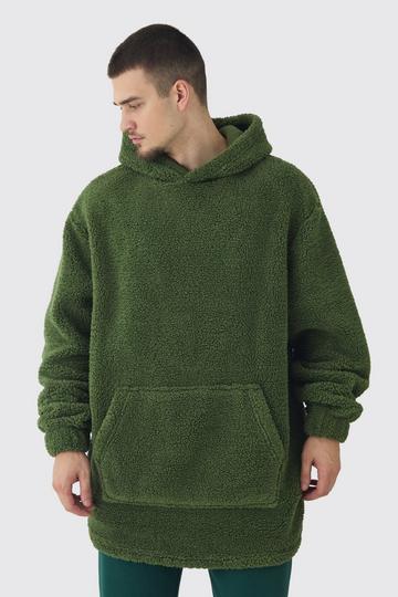 Tall Extreem Oversized Nepwollen Lounge Hoodie In Forest forest