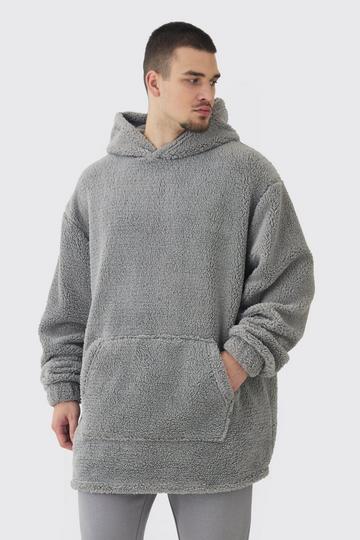 Tall Extreem Oversized Nepwollen Lounge Hoodie In Grijs grey