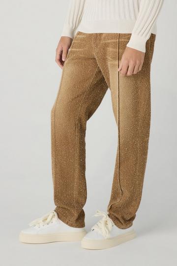 Straight Leg Textured Dirty Wash Jeans With Pintuck brown