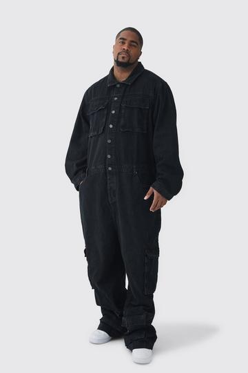 Plus Oversized Denim Boilersuit washed black