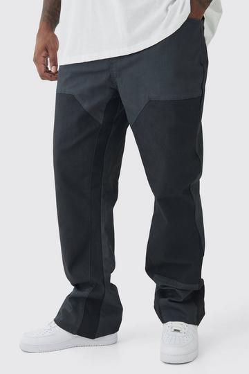 Plus Onbewerkte Flared Overdye Slim Fit Utility Jeans black