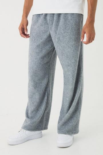 Elasticated Wide Leg Brushed Melton Trousers grey