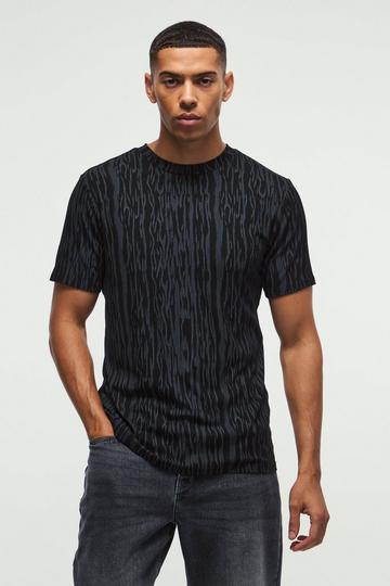 Slim Rib Pattern T-shirt black