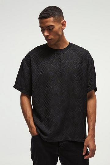 Oversized Textured Tapestry T-shirt black