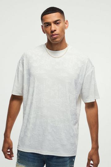 Oversized Textured Tapestry T-shirt white