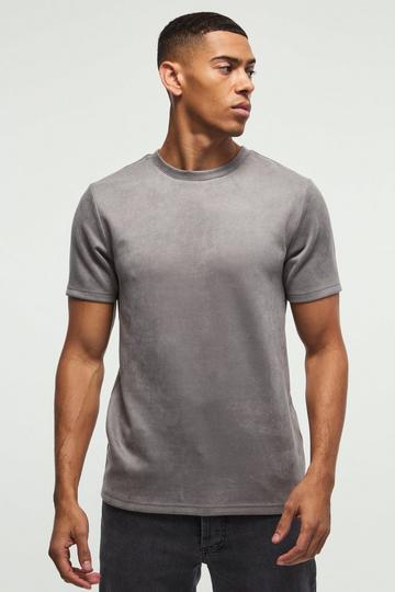 Slim Suede Brushed T-shirt charcoal