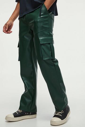 Relaxed Fit Pu Cargo Trousers khaki