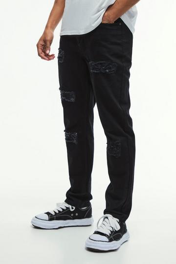 Slim Rigid Ripped Bandana Detail Jeans true black