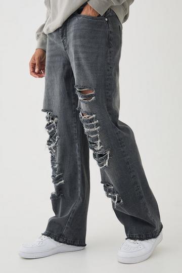 Relaxed Rigid Official Print Ripped Jeans mid grey