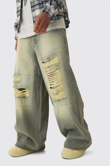 Extreme Baggy Rigid Box Ripped Jeans green